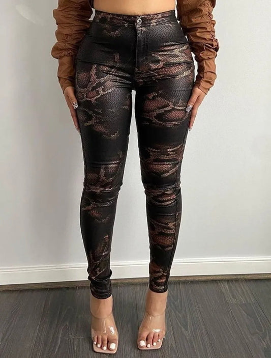 High Waisted snake print pants