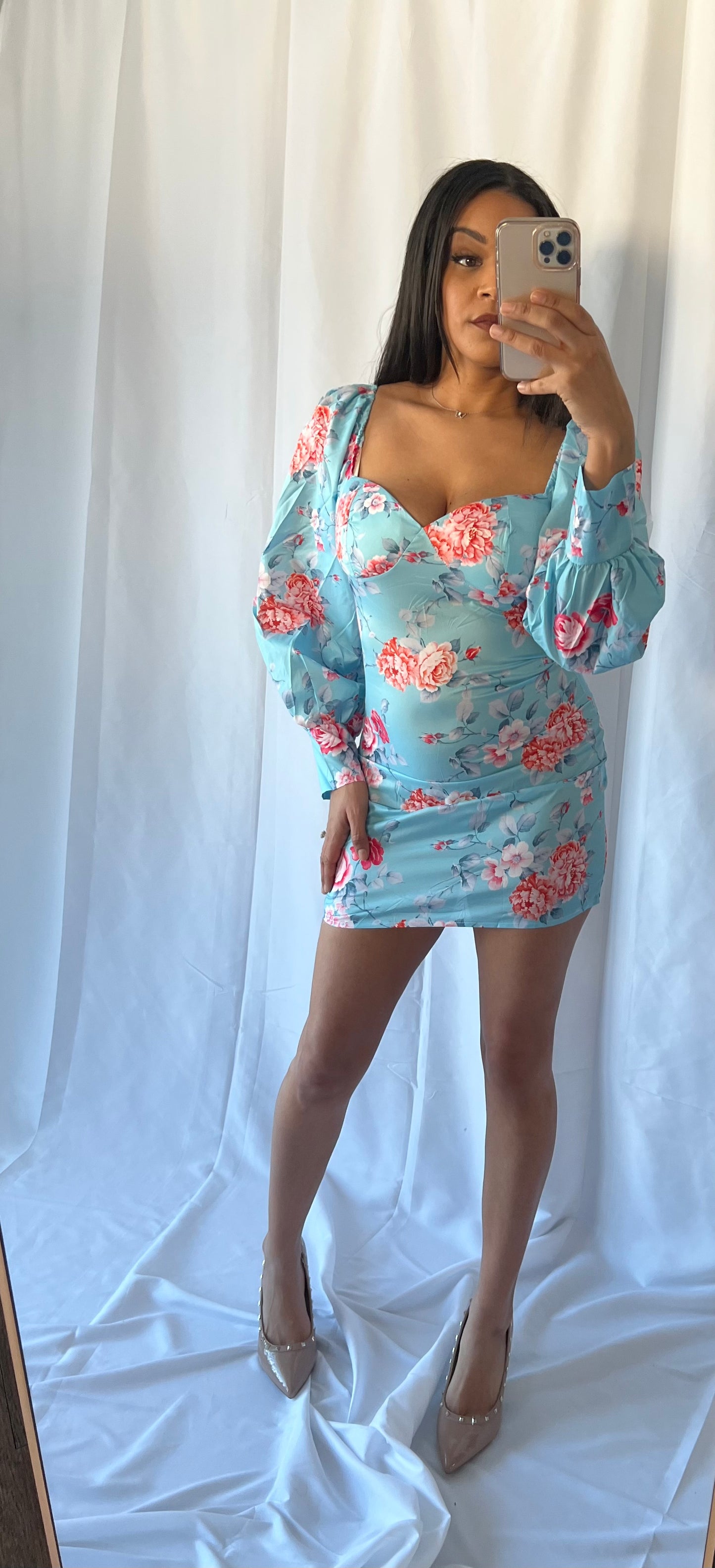 FLORAL TWIST MINI DRESS