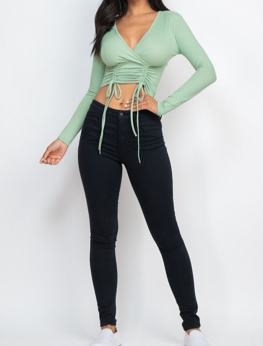 SHIRRED CROP TOP