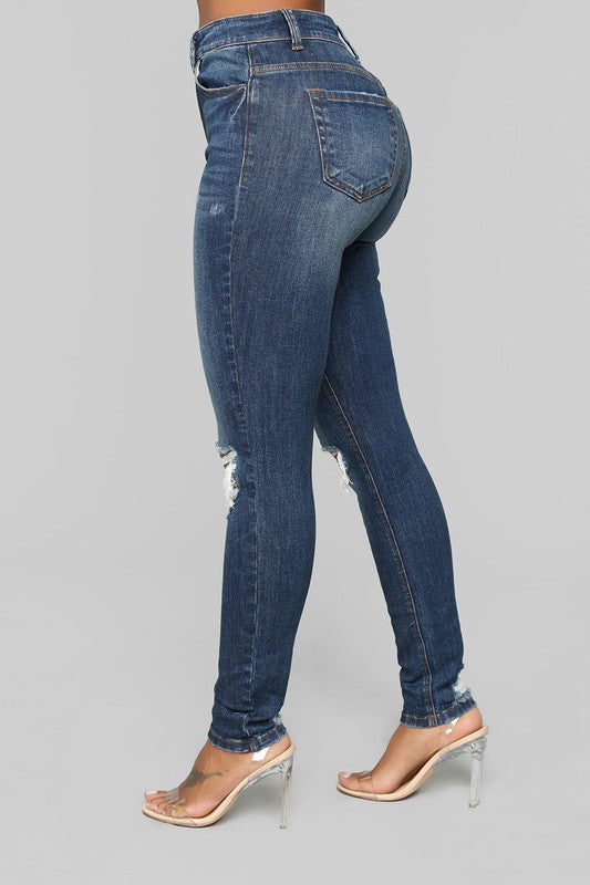 DISTRESSED HIGH WAIST JEANS