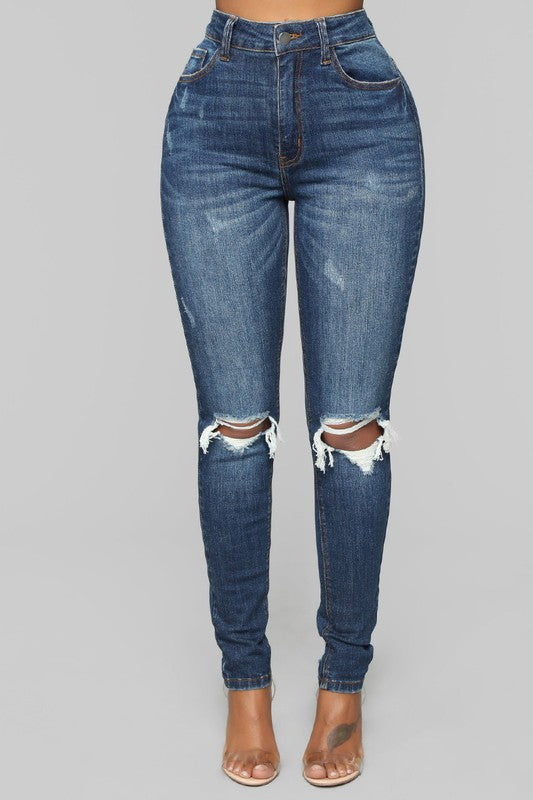 DISTRESSED HIGH WAIST JEANS