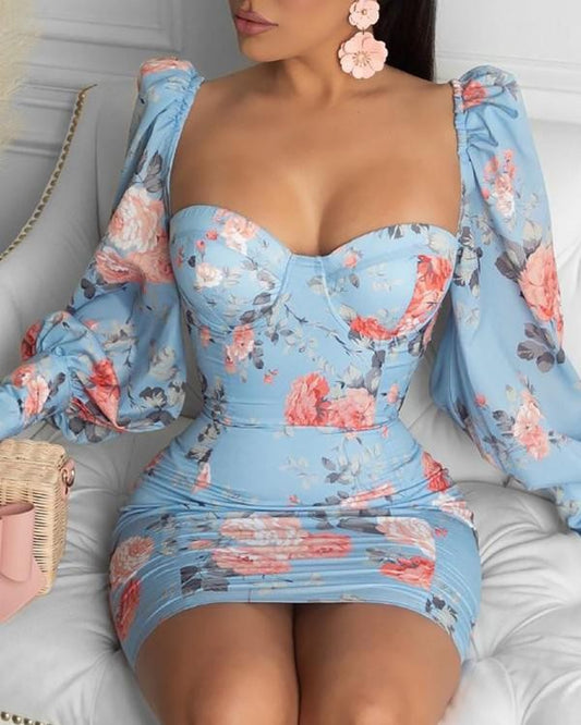 FLORAL TWIST MINI DRESS